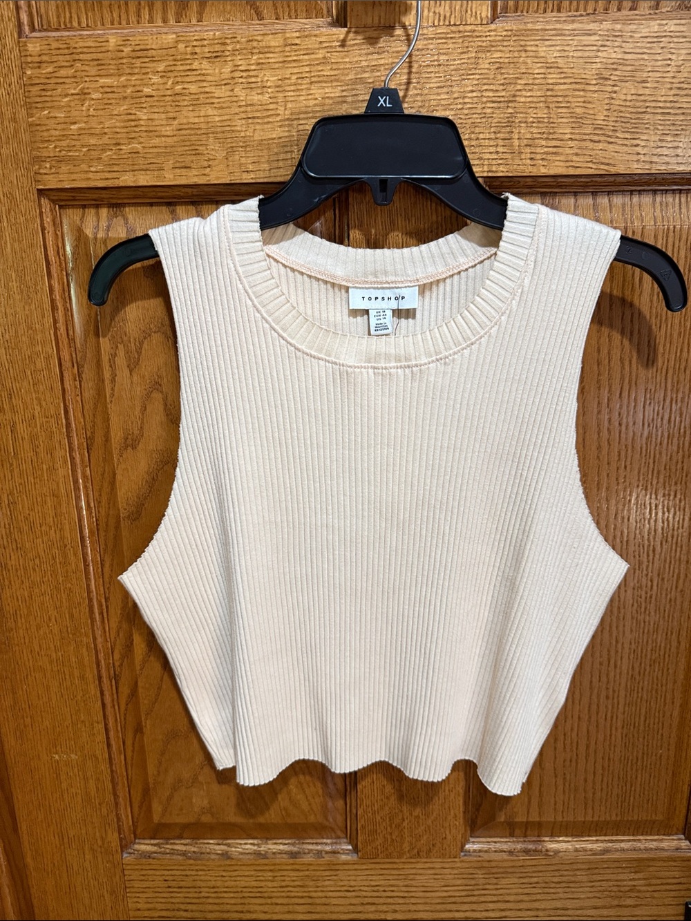 New Topshop Cream Ribbed Cropped Tank Size 14.